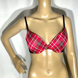 VS 36B Bra Red Plaid Pink